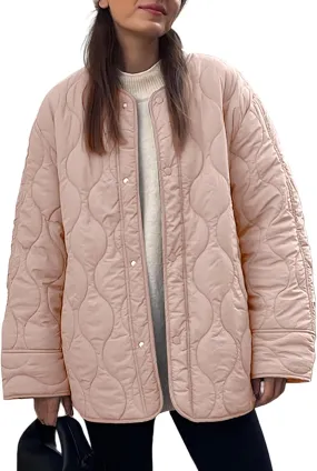 PEHMEA Women's Quilted Lightweight Jackets Button Down Puffer Jacket Coats Fashion Warm Padded Outwear with Pockets