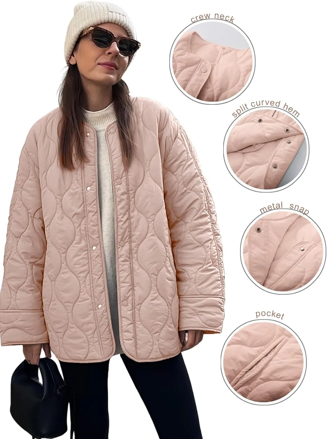 PEHMEA Women's Quilted Lightweight Jackets Button Down Puffer Jacket Coats Fashion Warm Padded Outwear with Pockets
