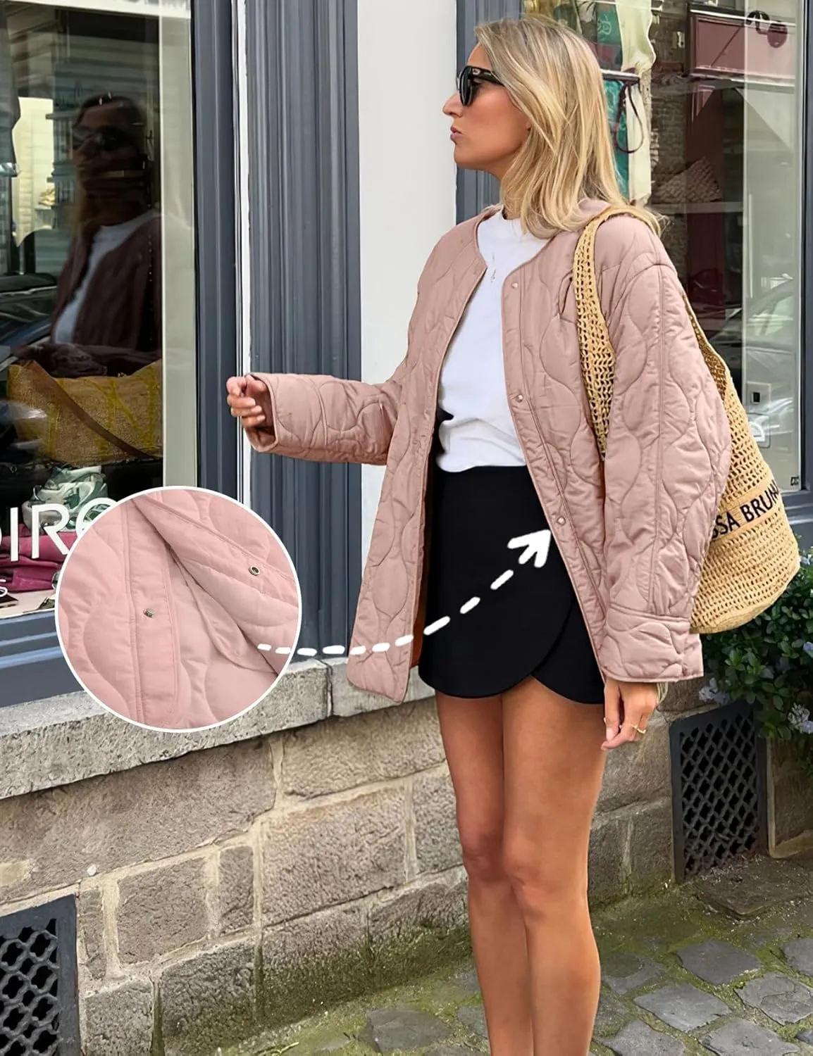 PEHMEA Women's Quilted Lightweight Jackets Button Down Puffer Jacket Coats Fashion Warm Padded Outwear with Pockets