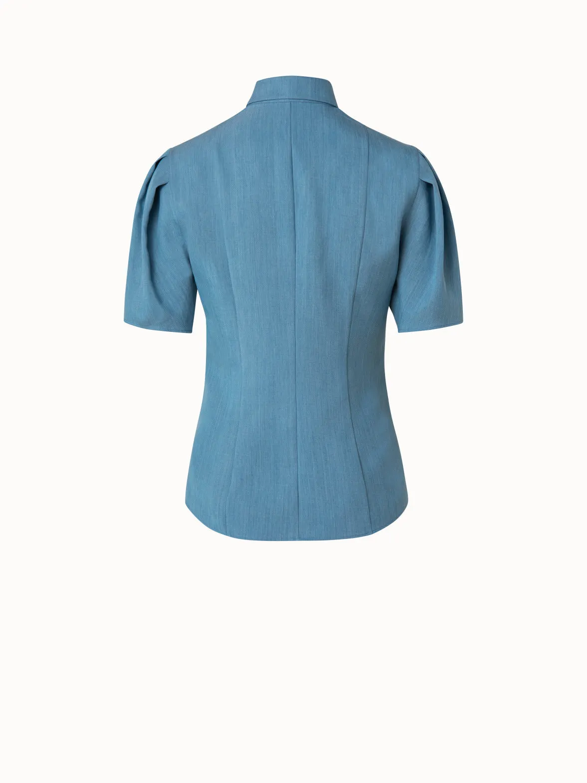 Short Sleeve Washed Viscose Denim Blouse