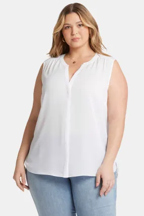 Sleeveless Pintuck Blouse In Plus Size - Optic White