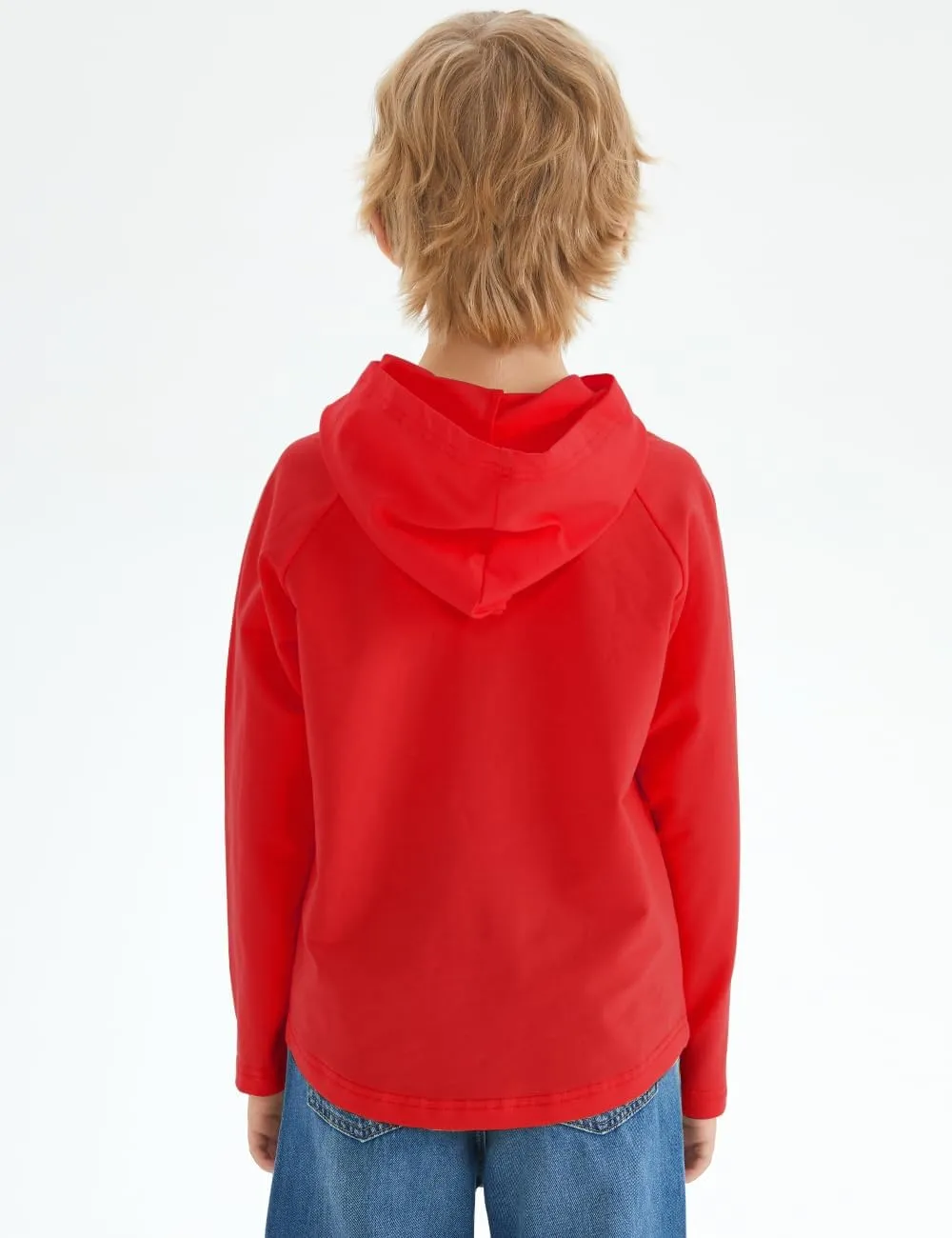Spring&Gege Boys Light Weight Long Sleeve Hooded T-shirt Casual Solid Pullover Hoodie with Pocket