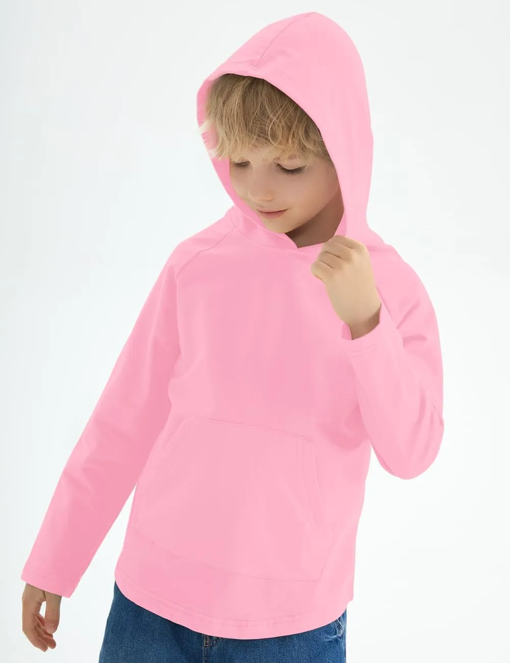 Spring&Gege Boys Light Weight Long Sleeve Hooded T-shirt Casual Solid Pullover Hoodie with Pocket