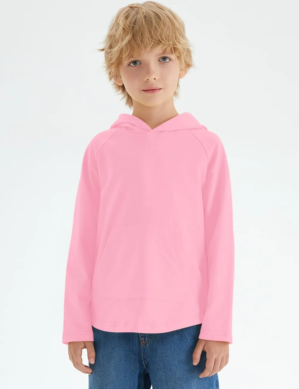 Spring&Gege Boys Light Weight Long Sleeve Hooded T-shirt Casual Solid Pullover Hoodie with Pocket
