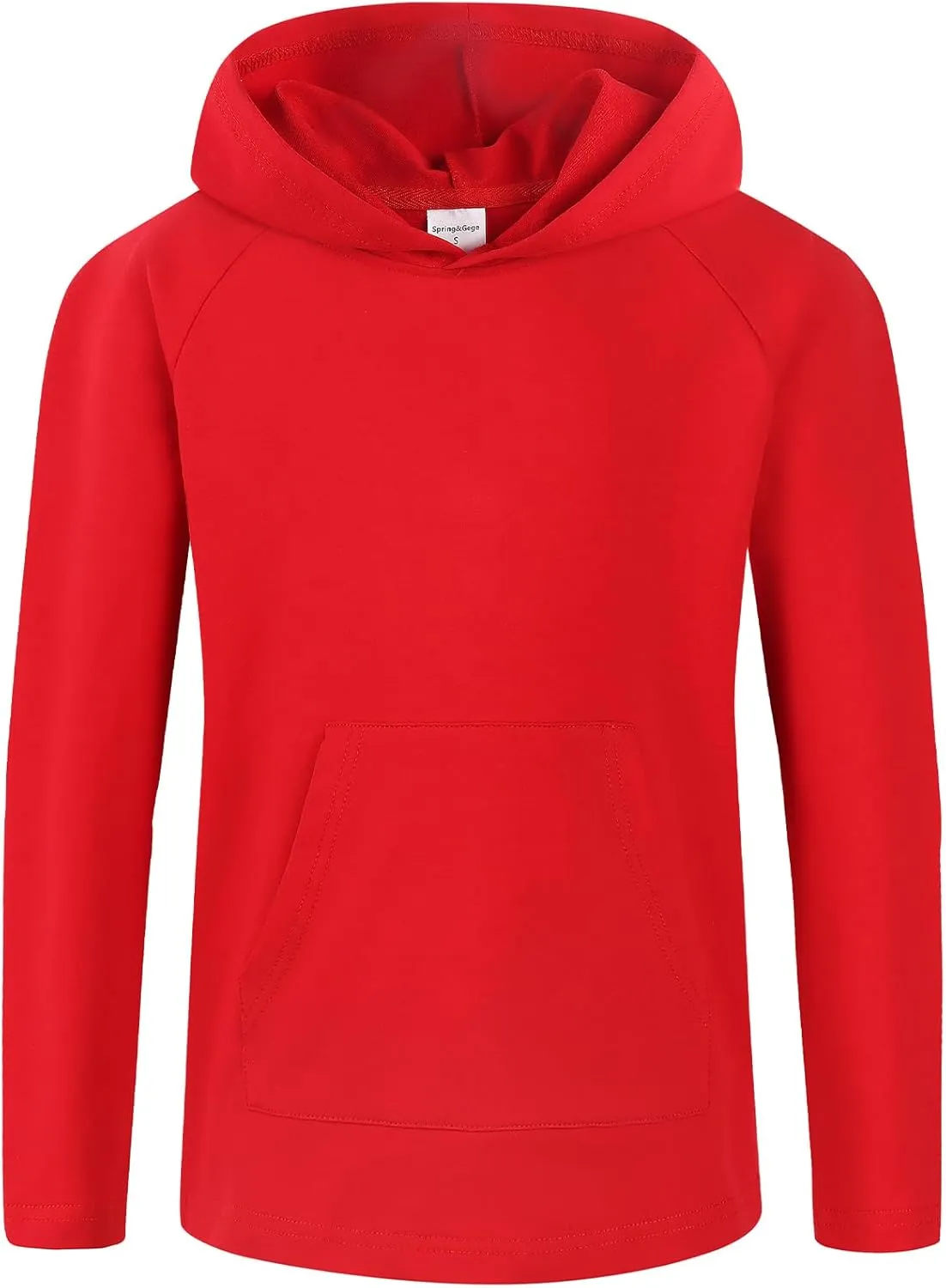 Spring&Gege Boys Light Weight Long Sleeve Hooded T-shirt Casual Solid Pullover Hoodie with Pocket