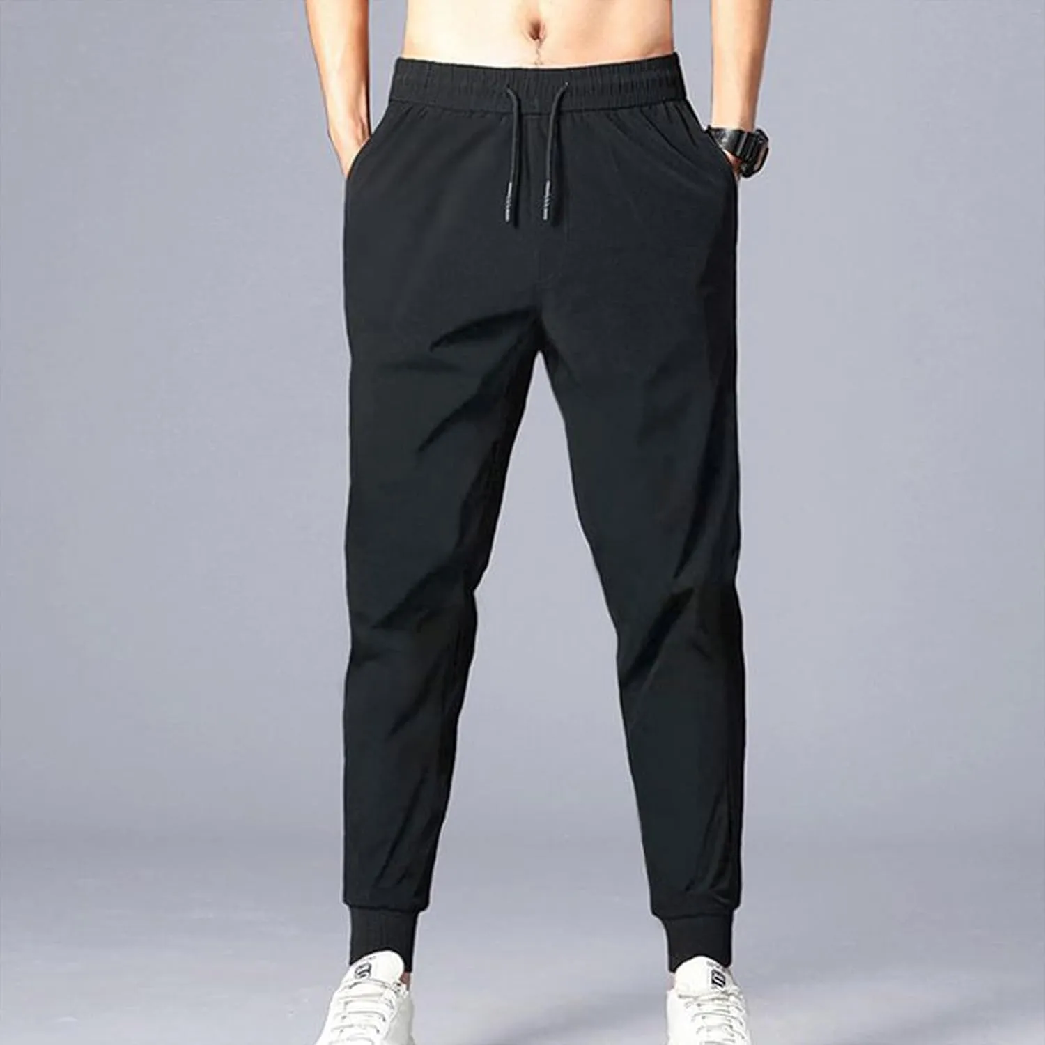 StretchActive Men's Quick Drying Workout Pants Comfortable Travel Joggers for Gym Running Casual Wicking Fabric