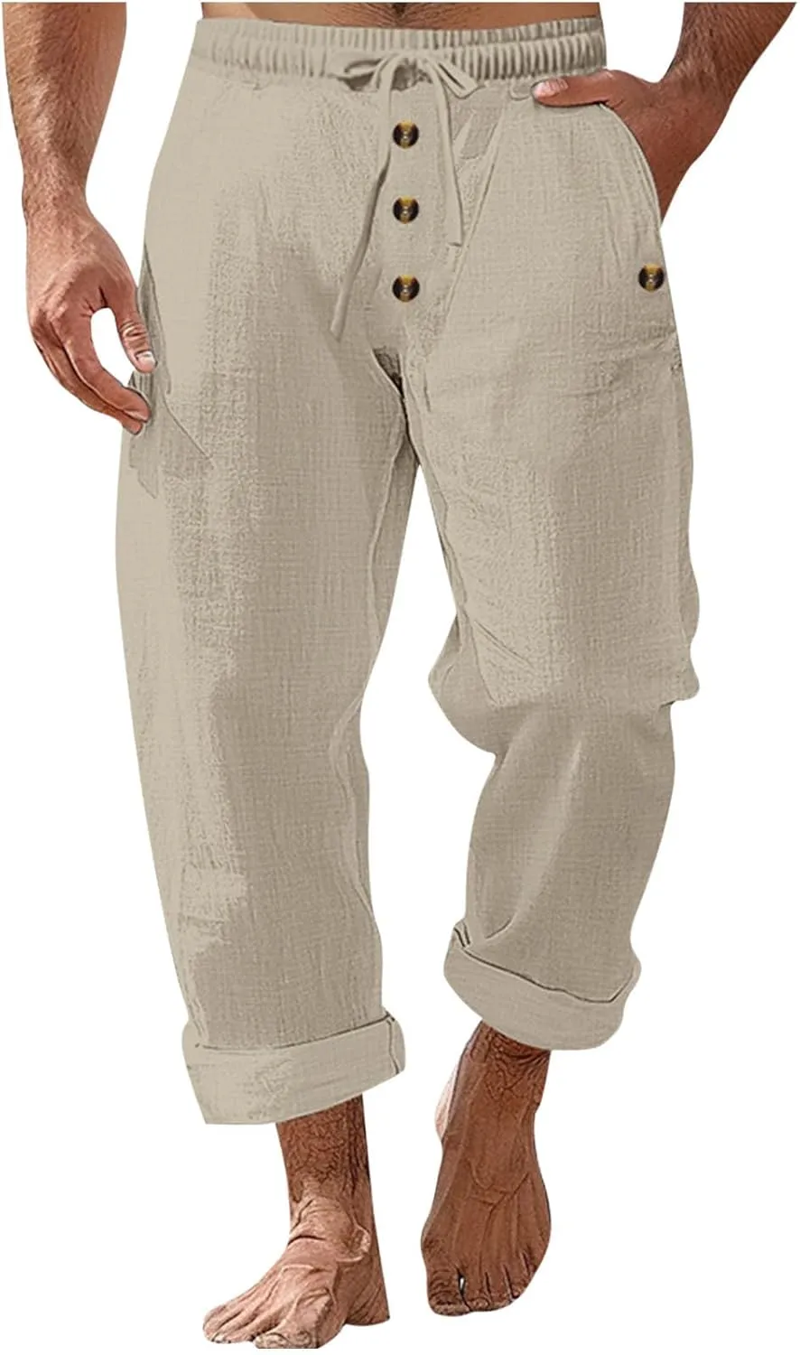Summer Pants for Men 2025 Elastic Waist Drawstring Lightweight Casual Beach Pant Loose Fit Breathable Lounge Trousers