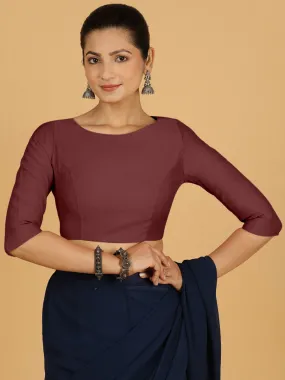 Tamanna x Rozaana | Three Quarter Sleeves Saree Blouse in Deep Maroon