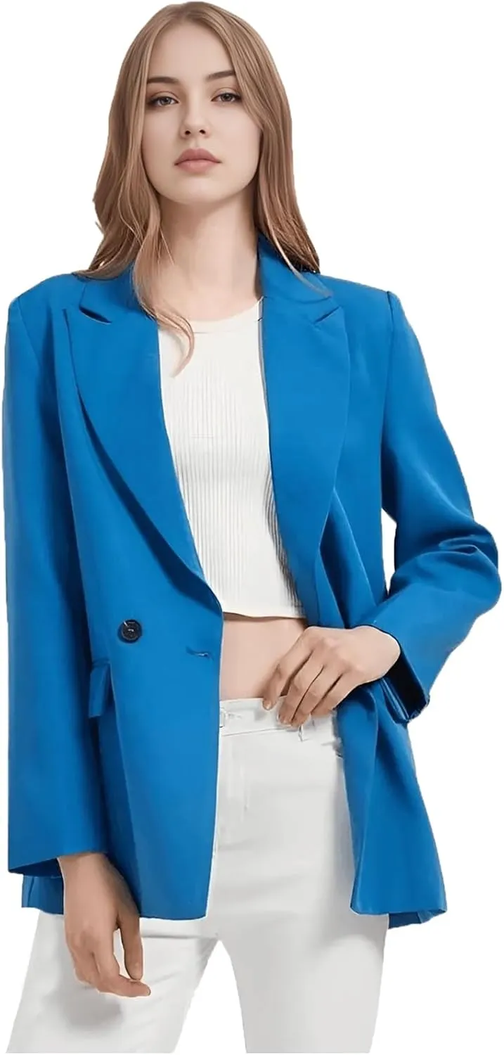 TIANMEI Womens Chic Office Double Breasted Blazer Casual Peaked Lapel Jacket for Women Boyfriend Oversized Business Clothes