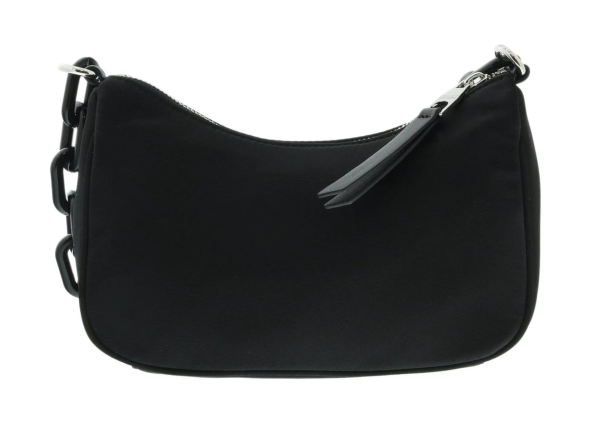 Versace Jeans Couture Black Nylon Signature Acetate Chain Medium Hobo Crossbody Shoulder Bag