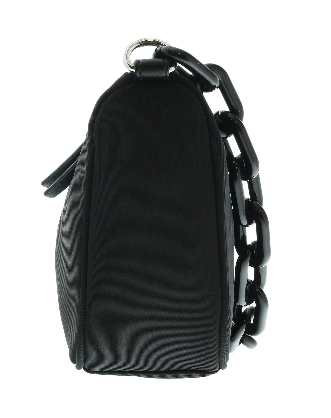Versace Jeans Couture Black Nylon Signature Acetate Chain Medium Hobo Crossbody Shoulder Bag
