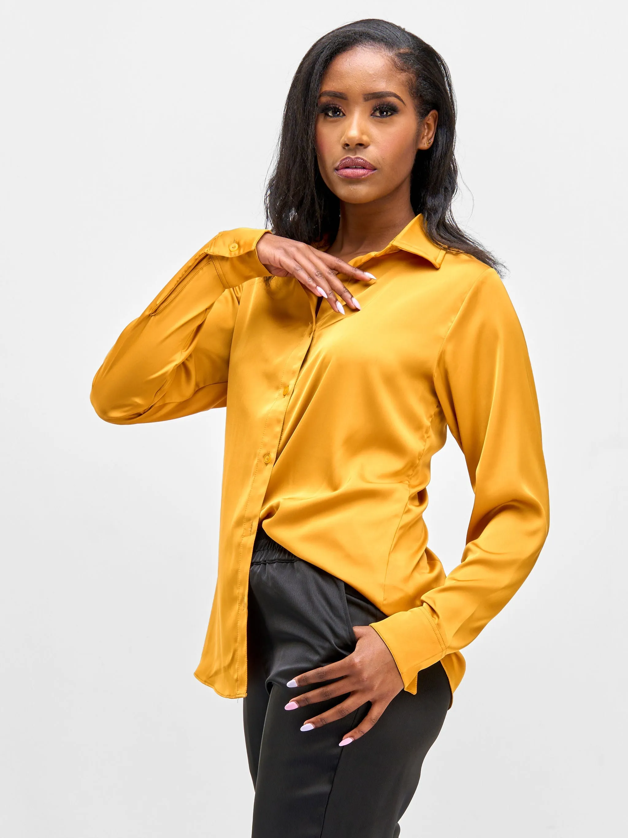 Vivo Nimali Satin Blouse - Mustard