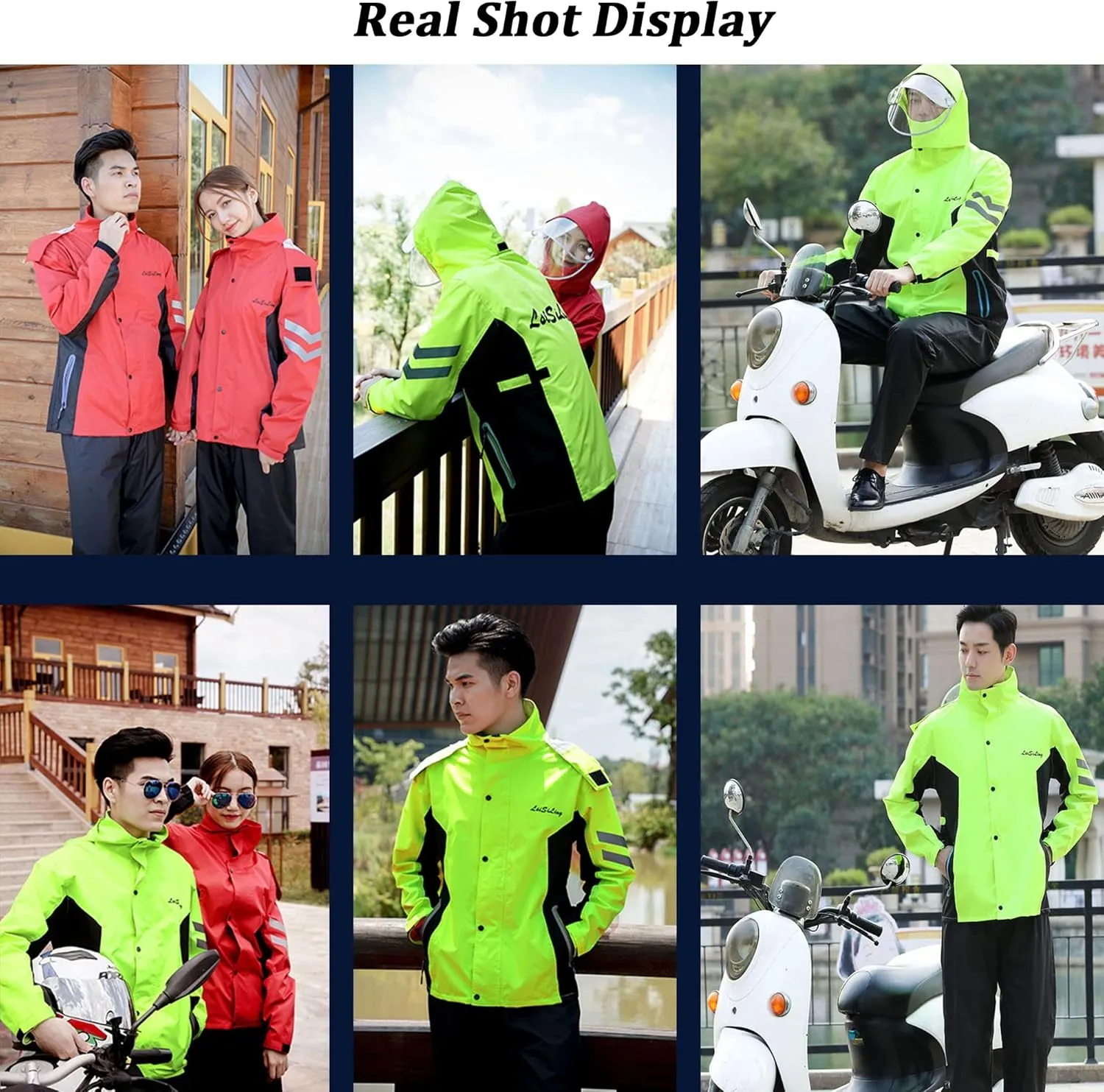 Waterproof Cycling Rain Jacket Suit, Light and Breathable Hooded Raincoat for Men Women (Color : Red, Size : X-Large)
