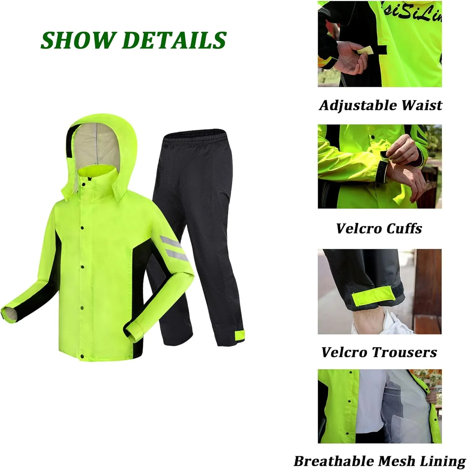 Waterproof Cycling Rain Jacket Suit, Light and Breathable Hooded Raincoat for Men Women (Color : Red, Size : X-Large)