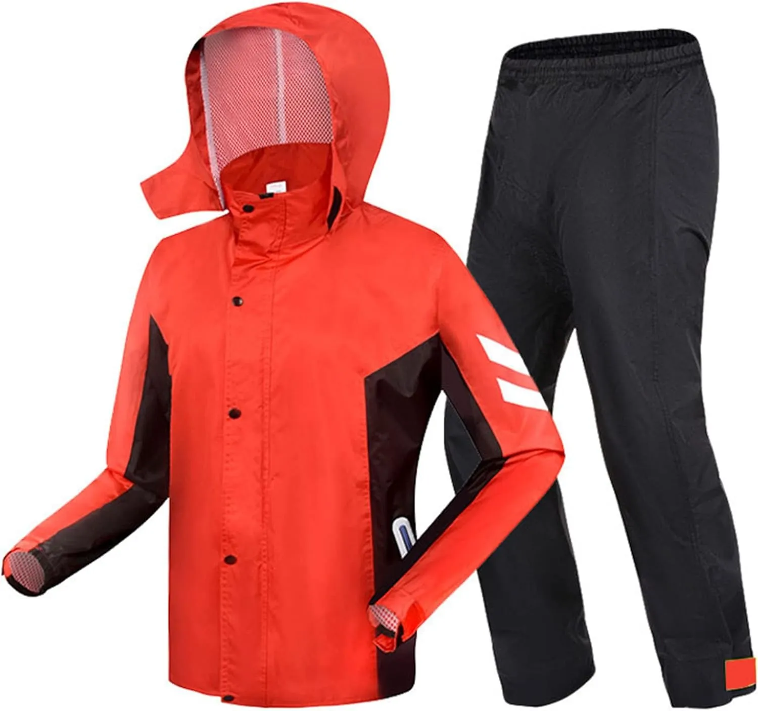 Waterproof Cycling Rain Jacket Suit, Light and Breathable Hooded Raincoat for Men Women (Color : Red, Size : X-Large)