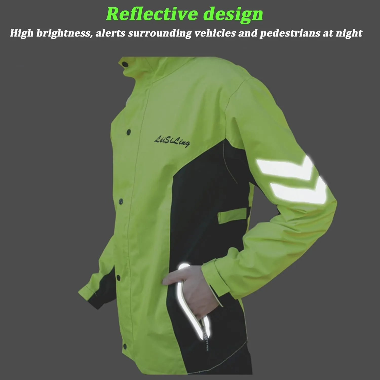 Waterproof Cycling Rain Jacket Suit, Light and Breathable Hooded Raincoat for Men Women (Color : Red, Size : X-Large)