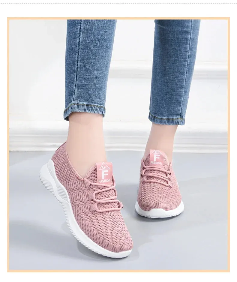 Womens Casual Sneakers Comfortable Breathable Shoes Lace-Up Summer Footwear