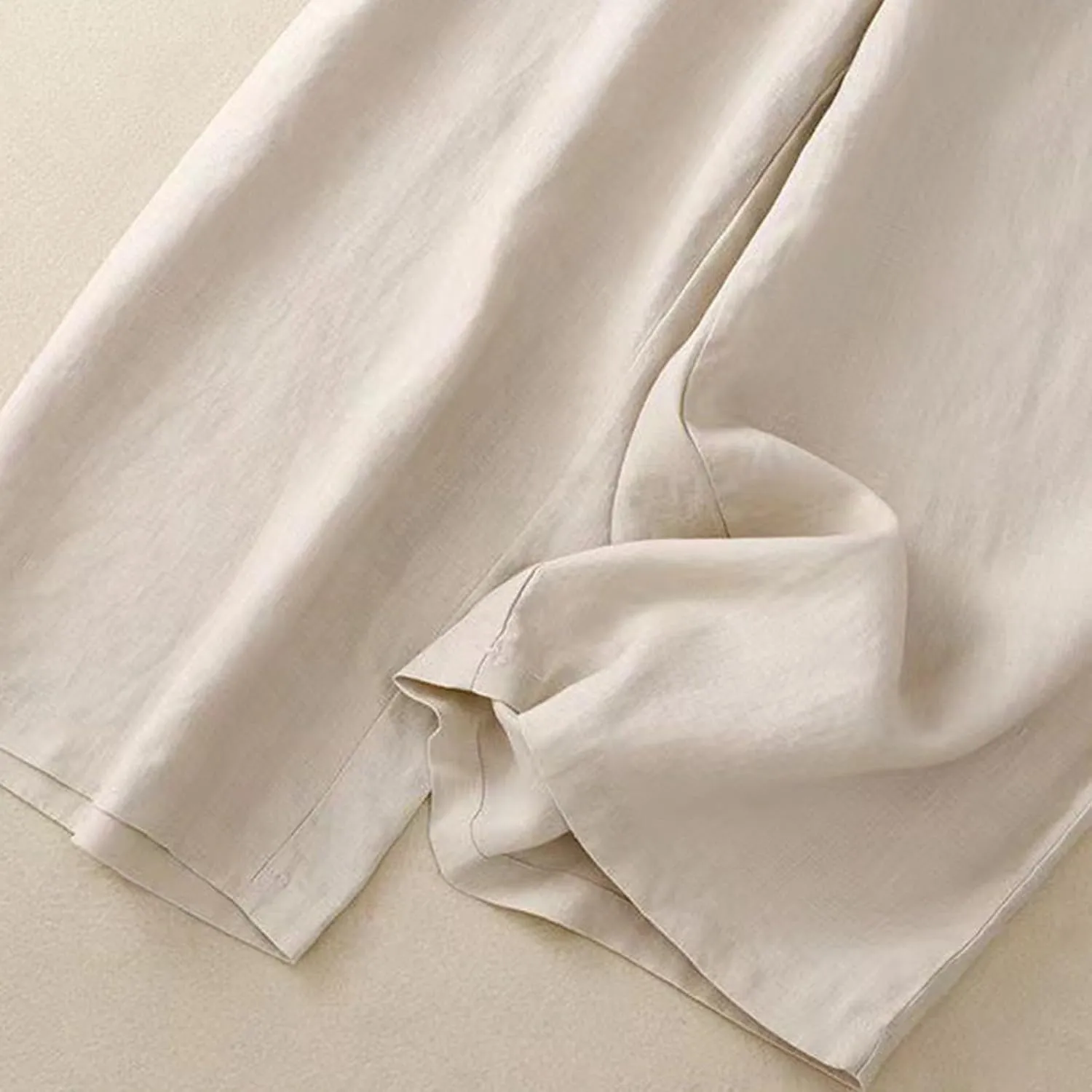 Women's Cotton Linen Palazzo Trousers Elastic Waist Wide Leg Capri Pants Summer Trendy Vacation Breathable Flowy Pant