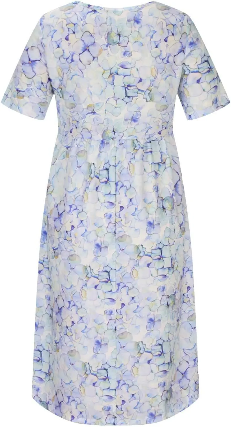 Womens Floral Midi Dress with Pockets Casual Summer T Shirts Dress Elegant Pleated Dress Cute Trendy A-Line Sun Dress