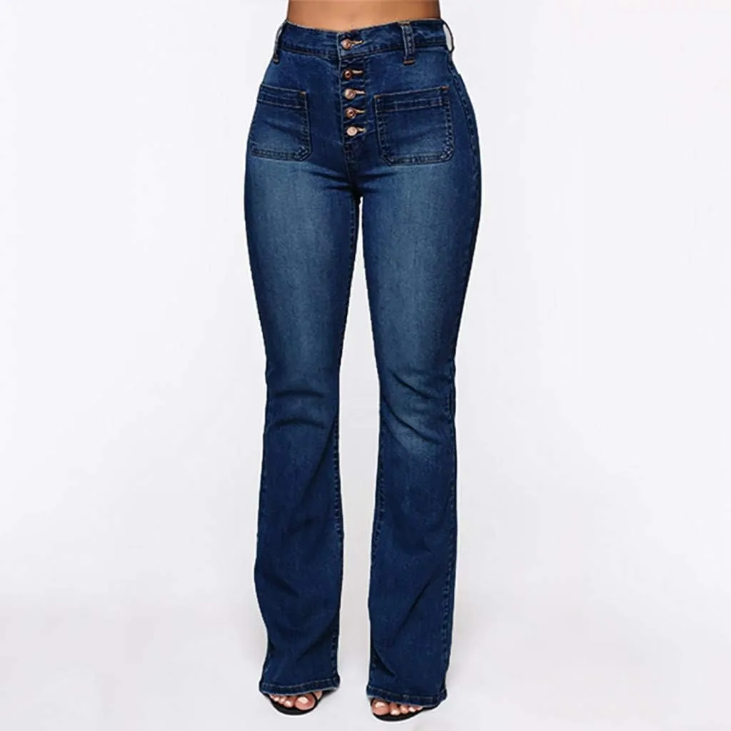 Women's High Rise Flare Jeans Skinny Bell Bottom Jeans Summer High Waisted Classic Casual Wide Leg Denim Pants
