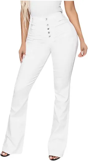 Women's High Rise Flare Jeans Skinny Bell Bottom Jeans Summer High Waisted Classic Casual Wide Leg Denim Pants