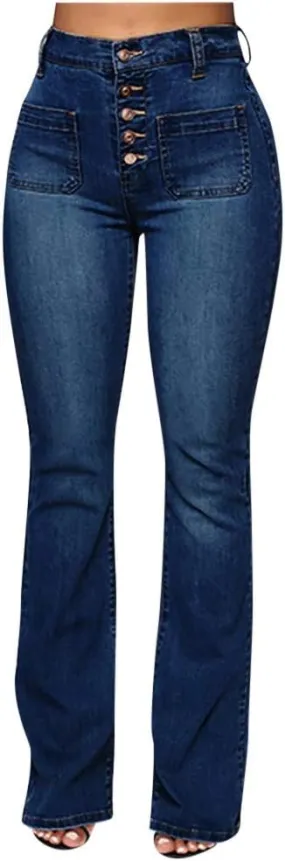 Women's High Rise Flare Jeans Skinny Bell Bottom Jeans Summer High Waisted Classic Casual Wide Leg Denim Pants
