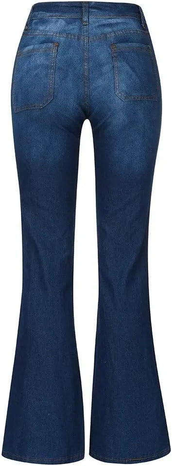 Women's High Rise Flare Jeans Skinny Bell Bottom Jeans Summer High Waisted Classic Casual Wide Leg Denim Pants