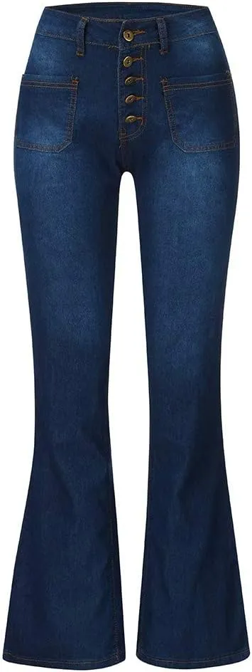 Women's High Rise Flare Jeans Skinny Bell Bottom Jeans Summer High Waisted Classic Casual Wide Leg Denim Pants