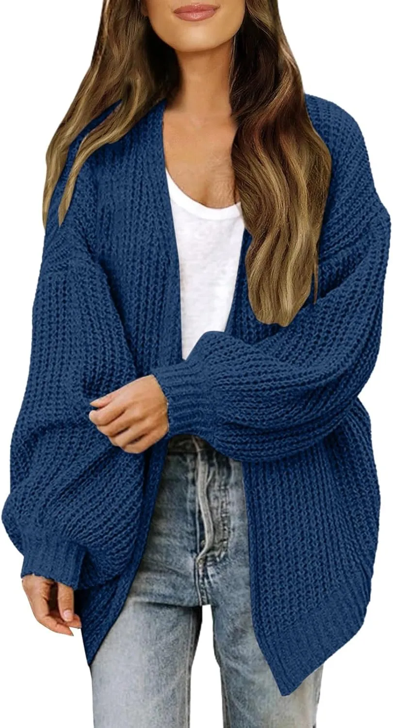 Women's Long Sleeve Open Front Casual Lightweight Soft Knit Cardigan Sweater Outerwear Boyfriend Sweaters for