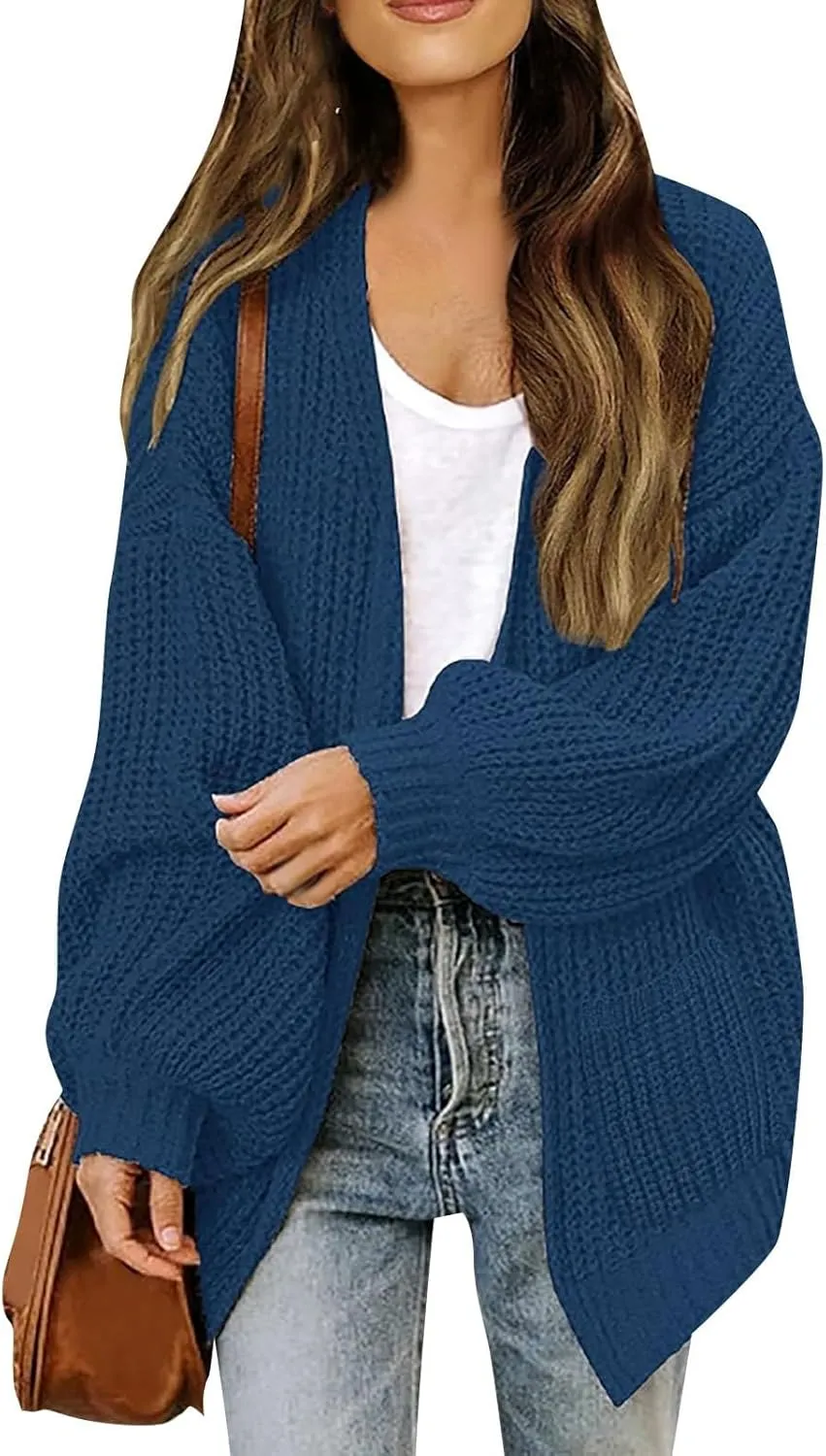 Women's Long Sleeve Open Front Casual Lightweight Soft Knit Cardigan Sweater Outerwear Boyfriend Sweaters for