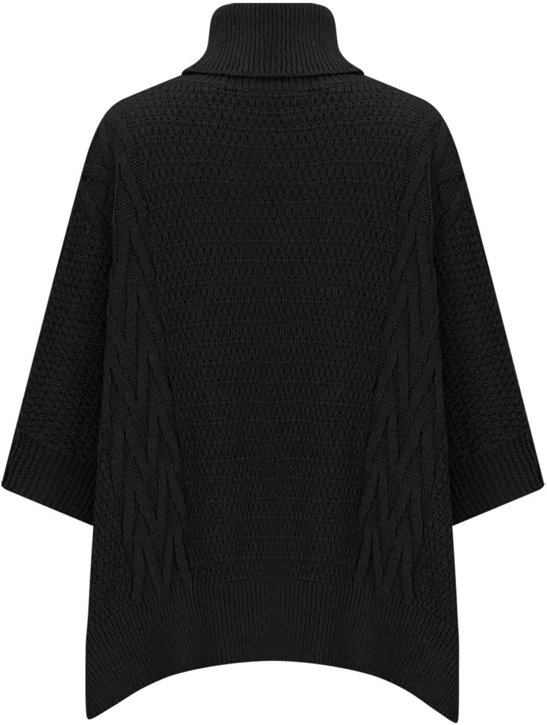Womens Plus Size Poncho Sweater Oversized Chic Turtleneck Batwing Sleeve Asymmetric Knitted Pullover Shawl Wrap Cape