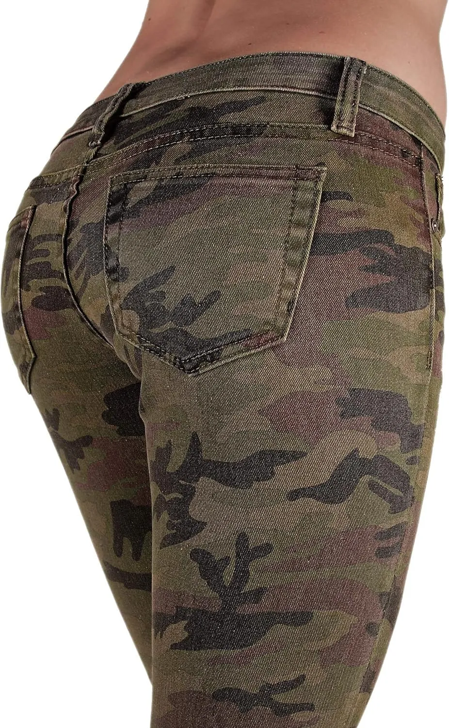 Women`s Plus/Junior Size Classic 5 Pockets Camouflage Skinny Jeans