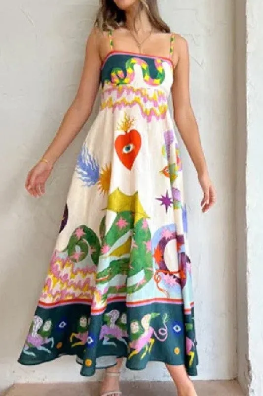 Wonderland Midi Dress White Multi