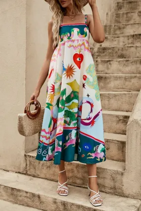 Wonderland Midi Dress White Multi