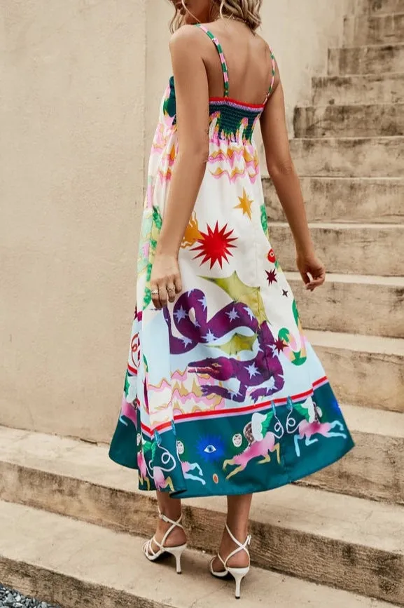 Wonderland Midi Dress White Multi